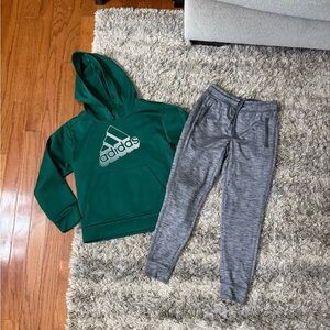 Adidas Kids Green Hoodie and Gray Joggers
